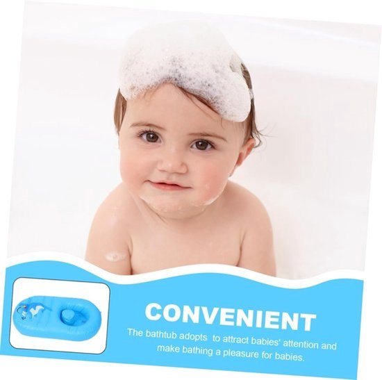 Opblaasbaar babybadje - Draagbaar badje - Om je baby in te baden - Duurzaam plastic - 85 x 45 x 15 cm - Hemelsblauw — afbeelding 2