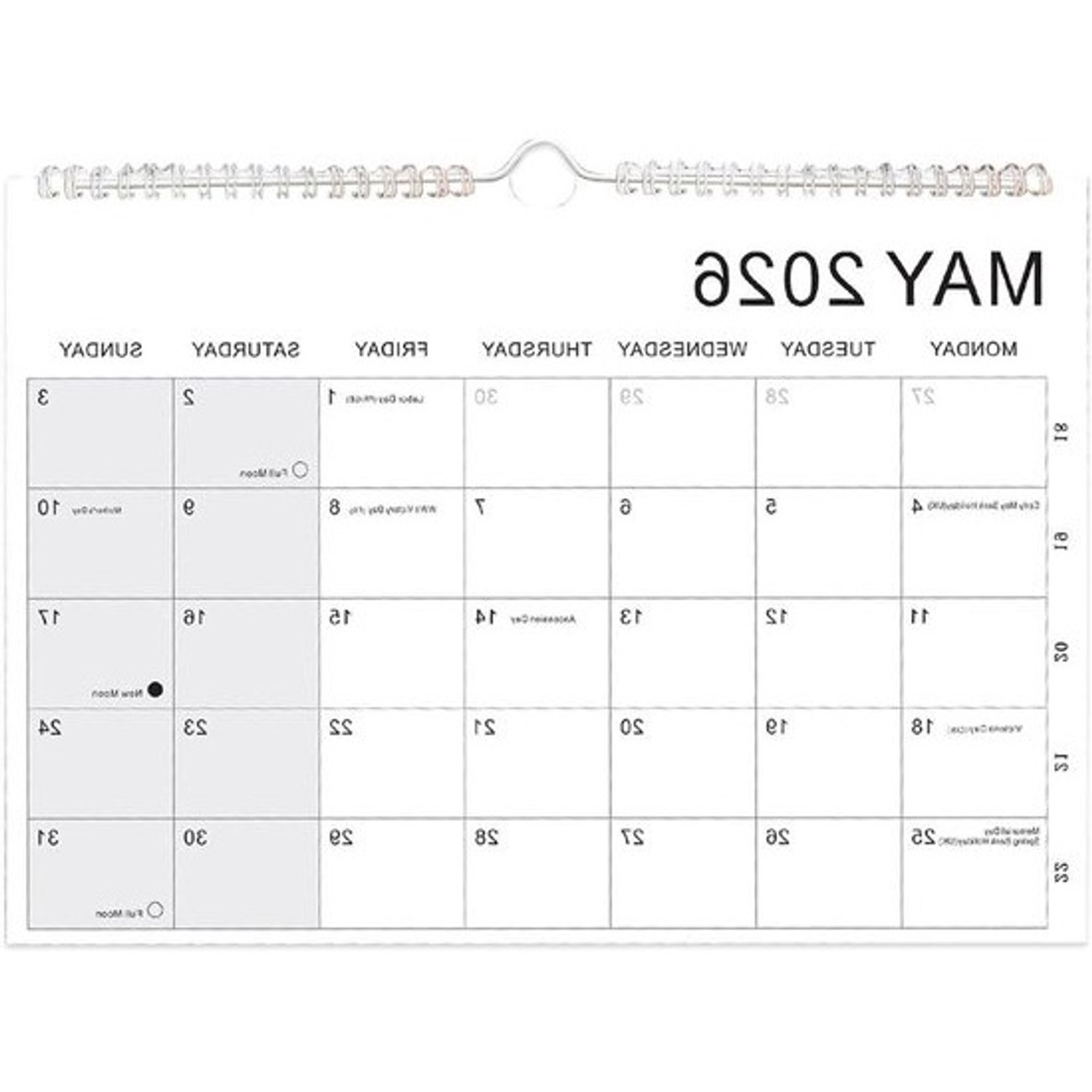 Wandkalender 2026-2027 - Maandplanner - Voor gezins- en kantoorplanning - Grote gelinieerde schrijfvlakken - 30 x 21 cm - Wit