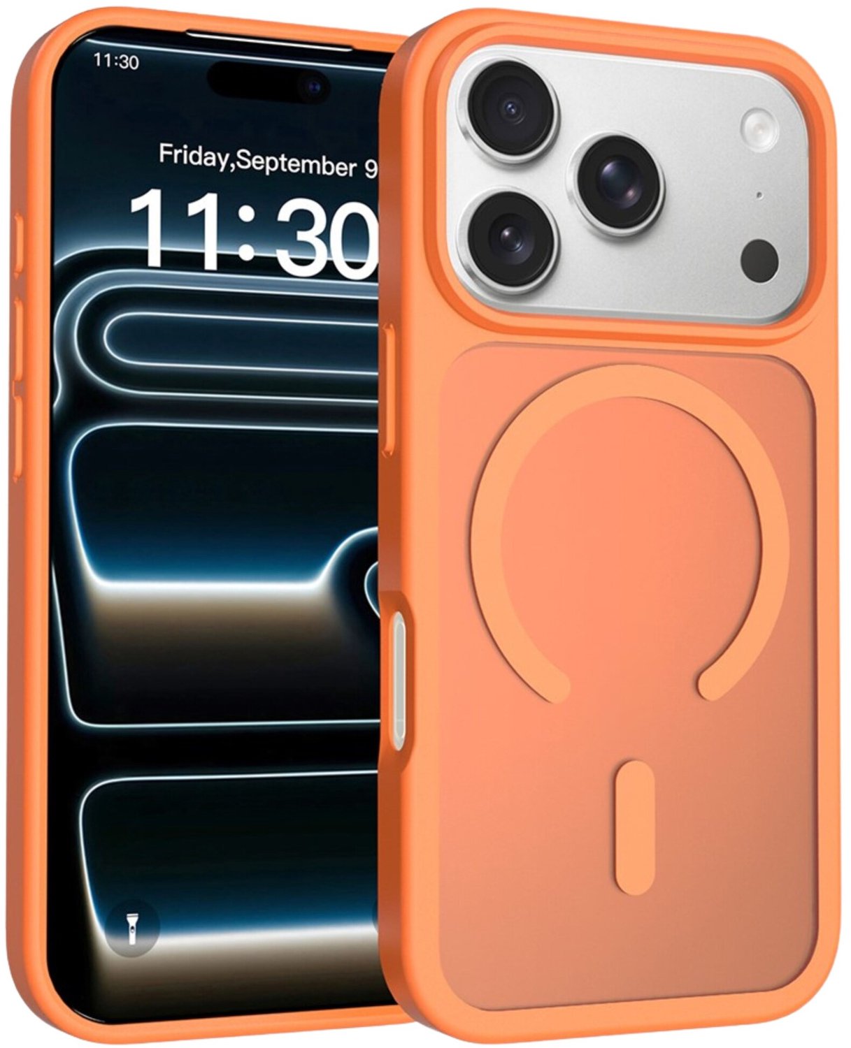 Casety Geschikt voor iPhone 18 Pro Max / Geschikt voor iPhone 17 Pro Max hoesje - slanke backcover met magnetisch ondersteuning - Oranje