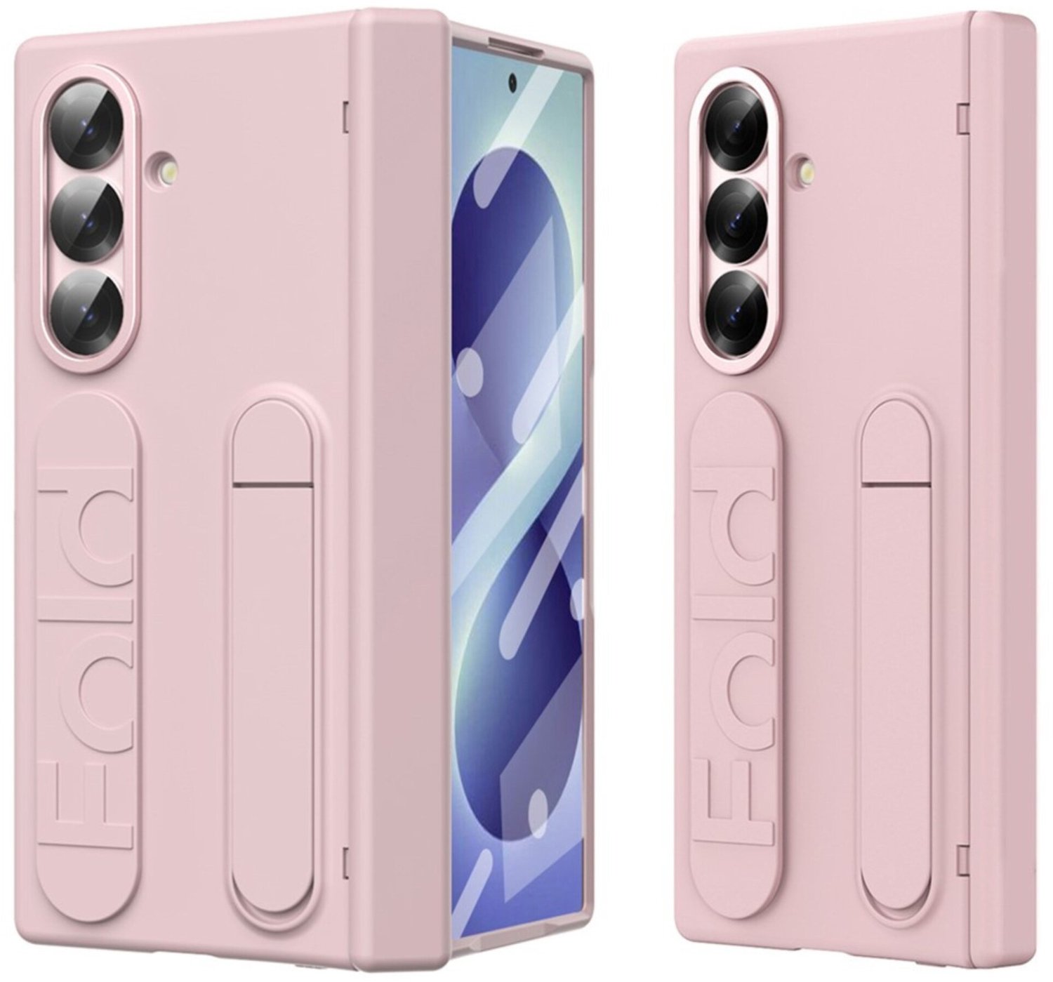 Casety Geschikt voor Samsung Galaxy Z Fold 8 Ultra backcover hoes met Kickstand & Polsband - Roze