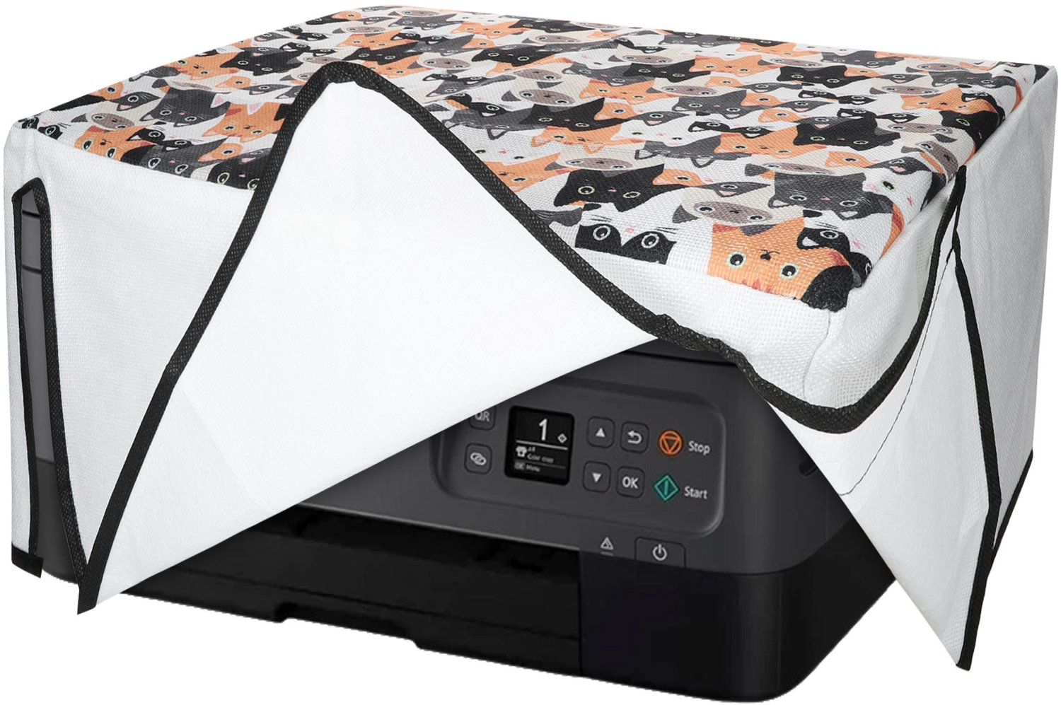 kwmobile linnen hoes geschikt voor Canon PIXMA TS7450i cover - Printer beschermhoes - Katten design