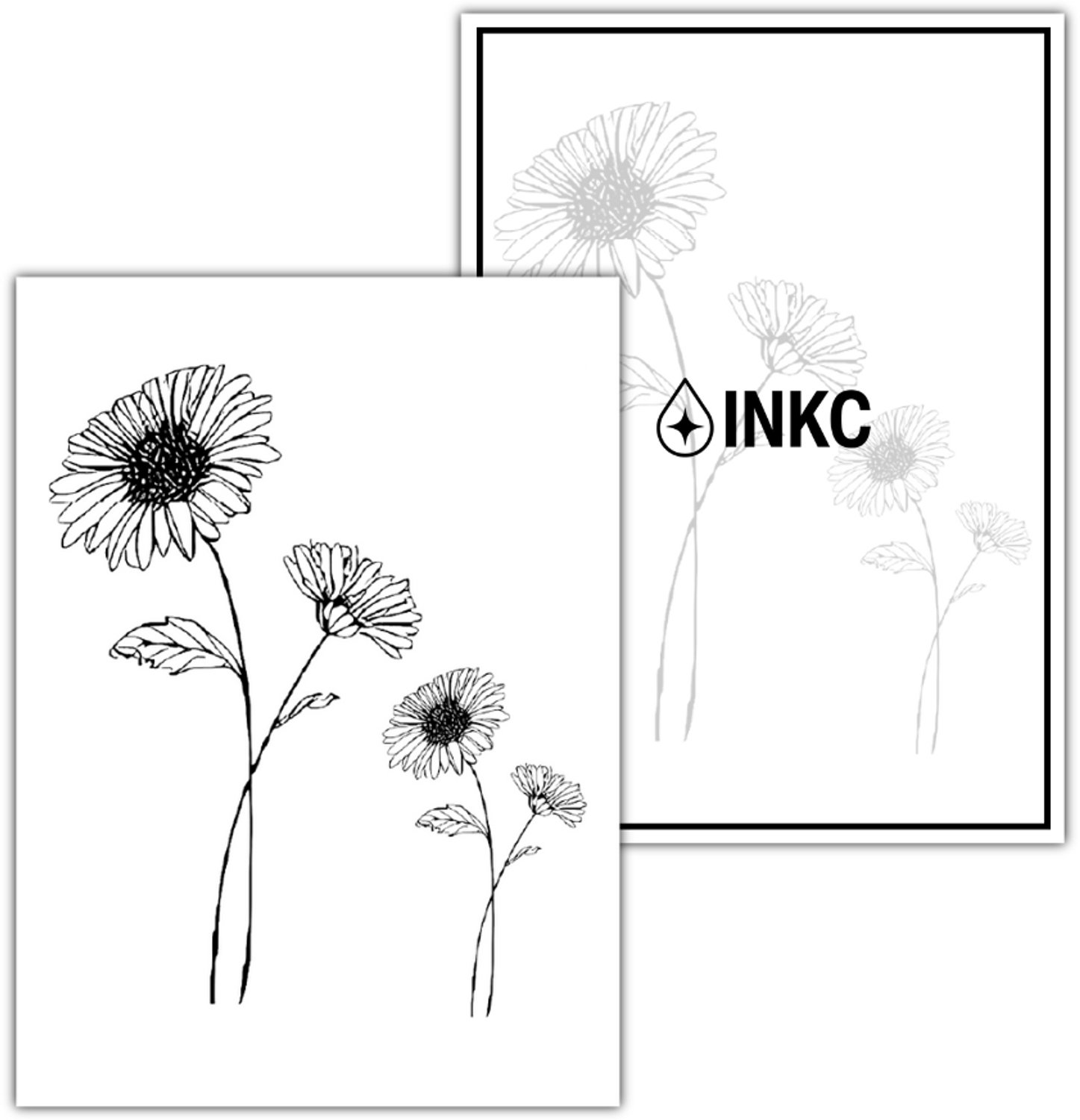 INKC - Tijdelijke Tattoo - Geboortebloem september Aster - Nep Tattoo - Plak Tattoos - Blijft tot 2 weken - 8 x 11cm