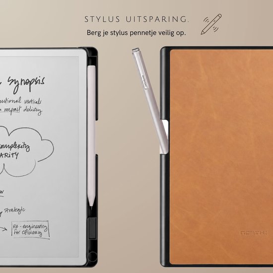 NorthLife ReMarkable Paper Pure book folio cover leren hoes - Cognac — afbeelding 3