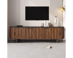 VVBV TV Meubel / TV Kast 165x40x46 cm – 4 Lades, Opbergruimte, Schuifdeur, Afgeronde Hoeken – MDF – Walnoot