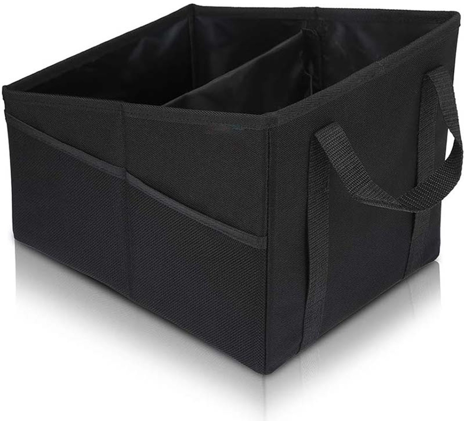 Opvouwbare auto stoelorganizer – Met veiligheidsgordel & 4 bekerhouders – Voor bijrijdersstoel, middenconsole & achterbank – Opbergruimte voor babyaccessoires – Zwart