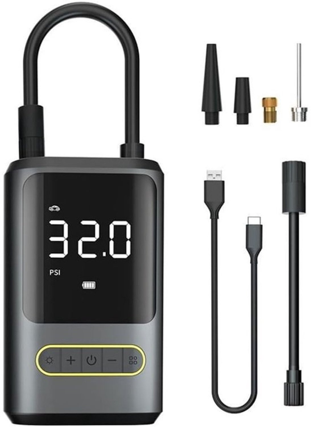 Draagbare Elektrische Luchtpomp Digitaal Display Dubbele Voeding Oplaadbare Compressor, Powerbank Functie + Sigarettenaansluiting, Auto Fiets Bal