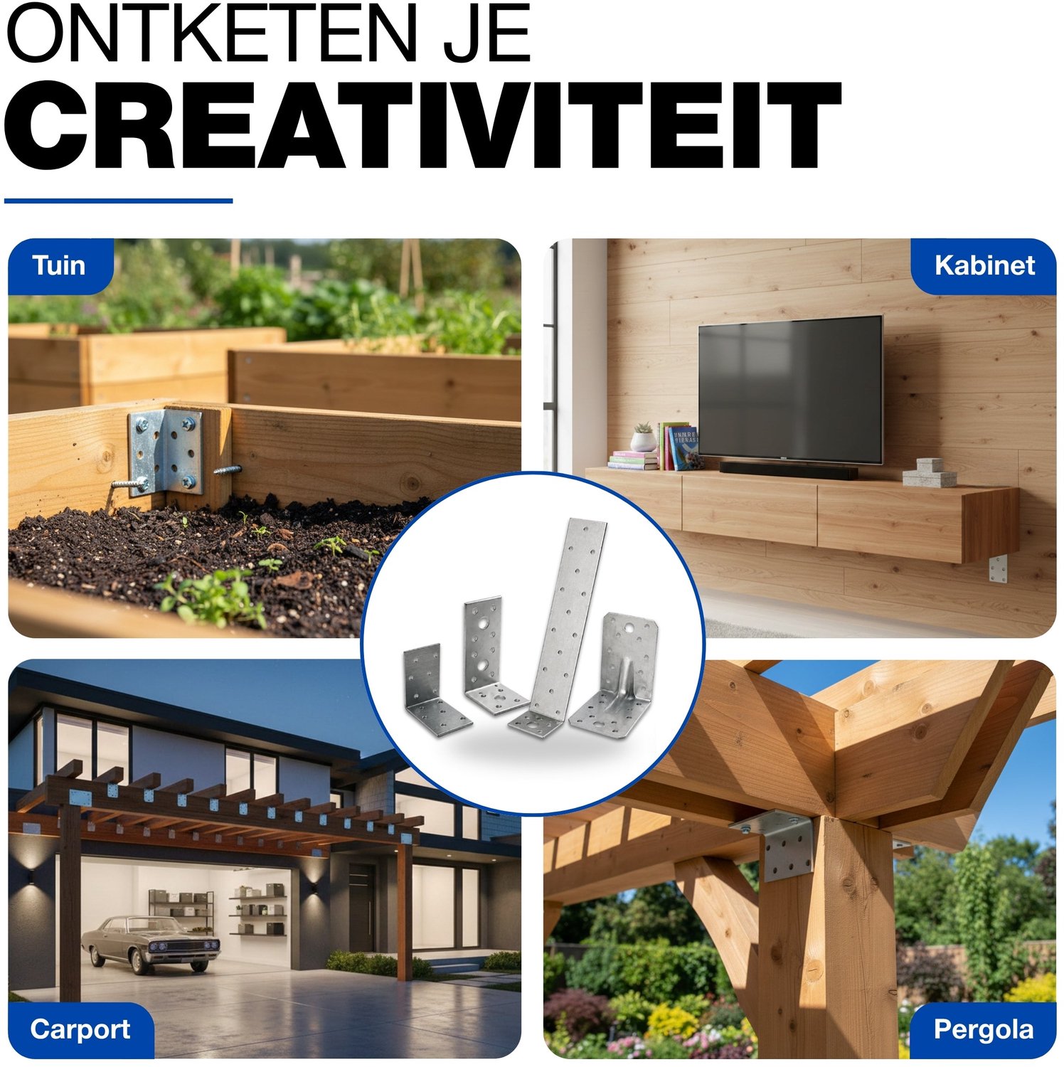 GeZu Impex Hoekbeugels 90 x 35 x 40 x 3 mm | 90° set van 18 Gegalvaniseerd Hoekverbinder 90° Geperforeerde Hoekplaat