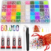 Woodley Bedazzle kit - 60.000 steentjes - 60 kleuren - DIY - Rhinestones - Strasssteentjes - Complete set met lijm - Bedazzle Steentjes voor Kleding - Bedazzling Nail art kit - Plaksteentjes - Decoratie