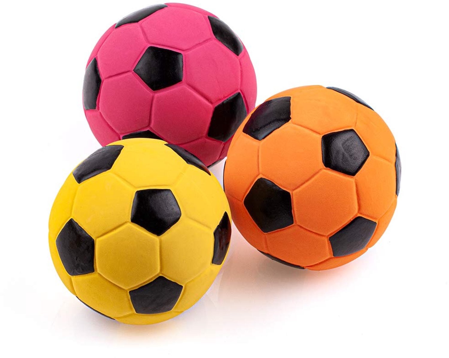 Famanu – Set van 3 latex hondenspeelgoed ballen, 2,7 inch, piepende voetbal voor middelgrote honden, interactief spel