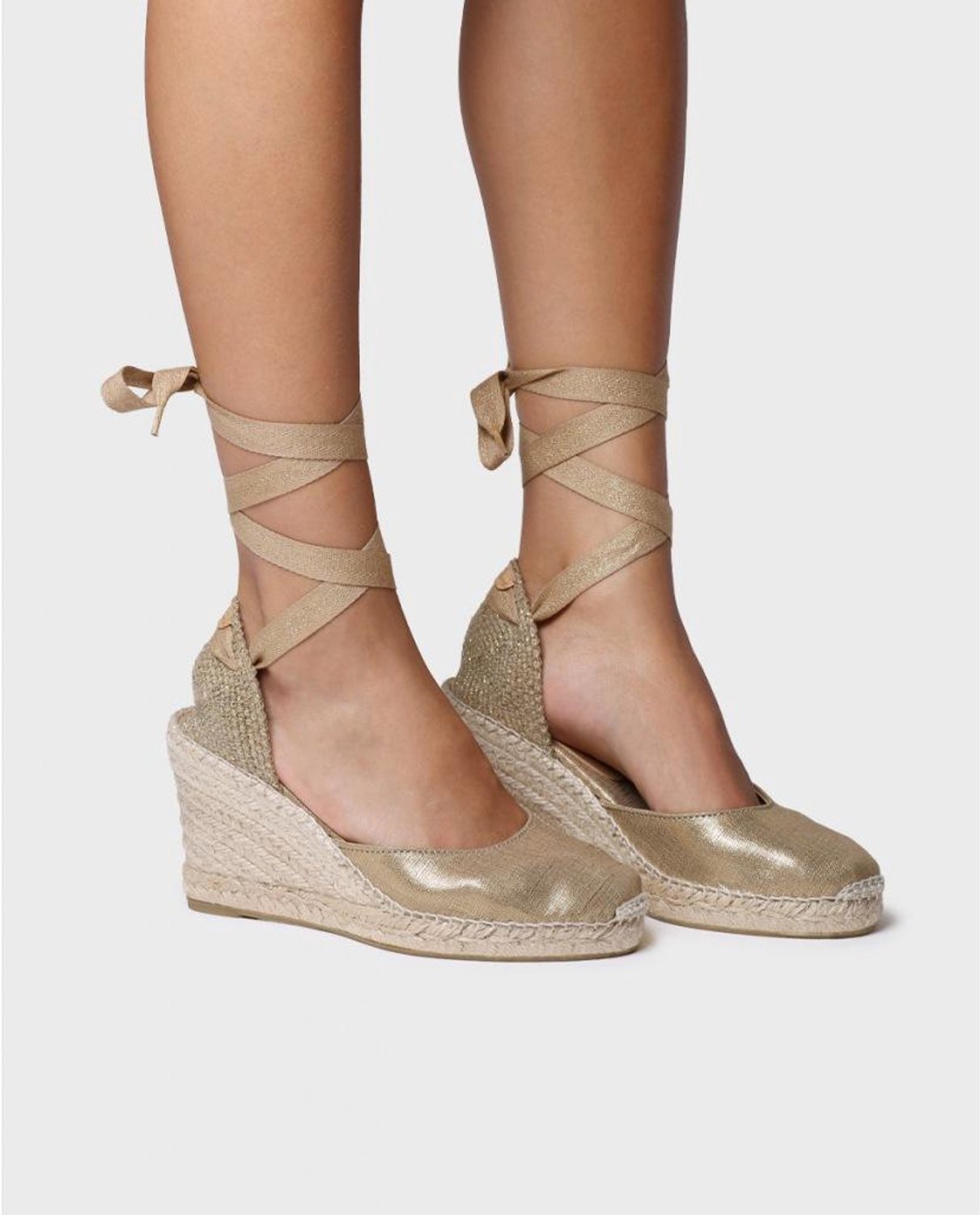 Valenciaanse espadrille voor dames met sleehak en linten | FLORINA