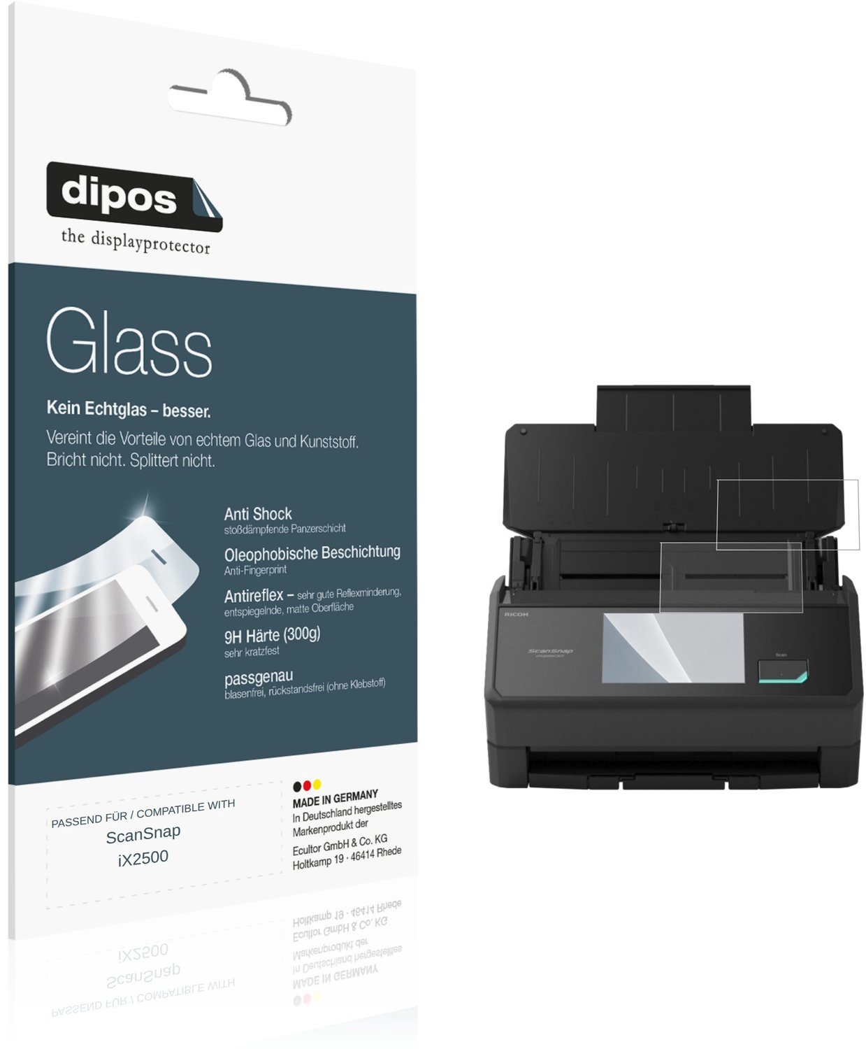 dipos – 2x Matte Pantserfolie geschikt voor ScanSnap iX2500 | 9H Screenprotector
