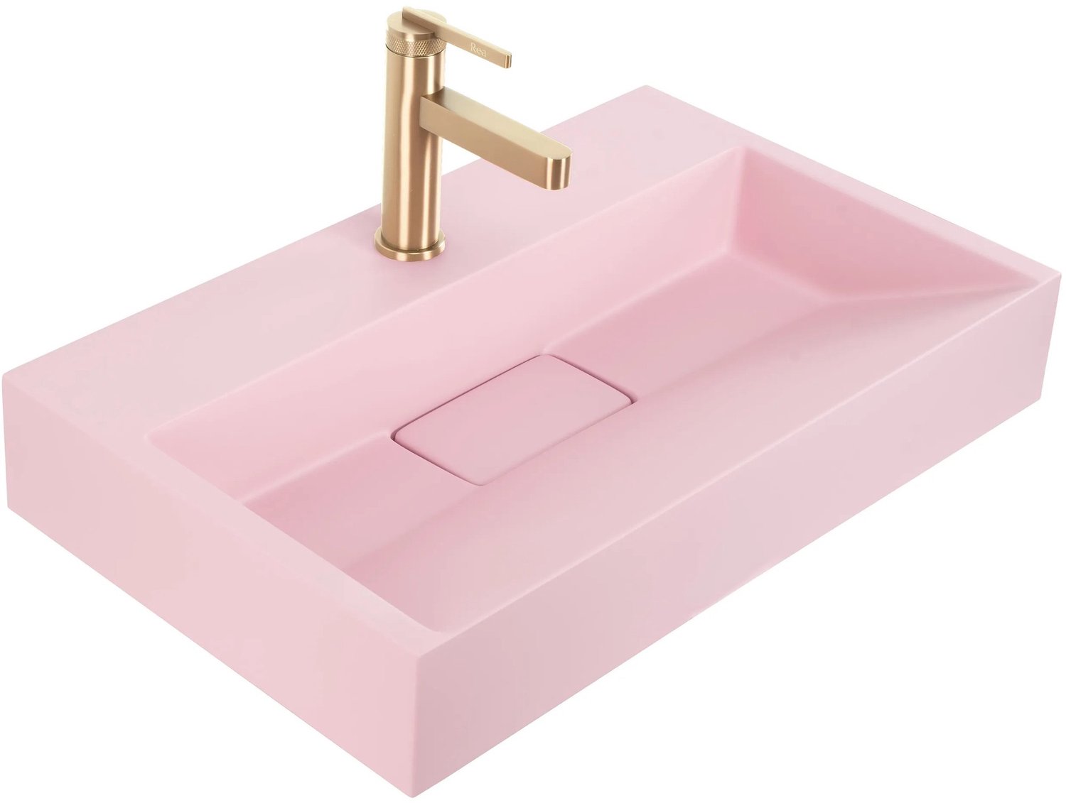 Rea - Conglomeraat Wastafel Goya Pink 50 Cm , Rechthoekig - 50 x 37 x 14 cm