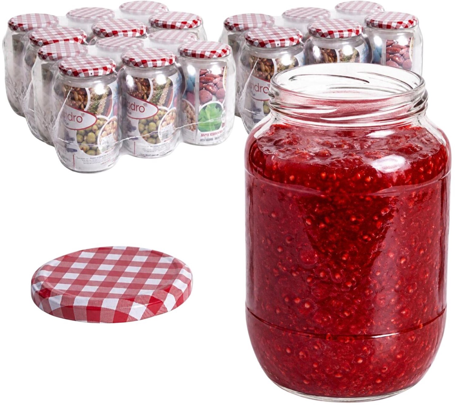 Alessandro Weckpotten / inmaakpotten Juicy - 18x stuks - transparant - 2000 ml - met draaideksel - glas - lege potjes - voedsel bewaren