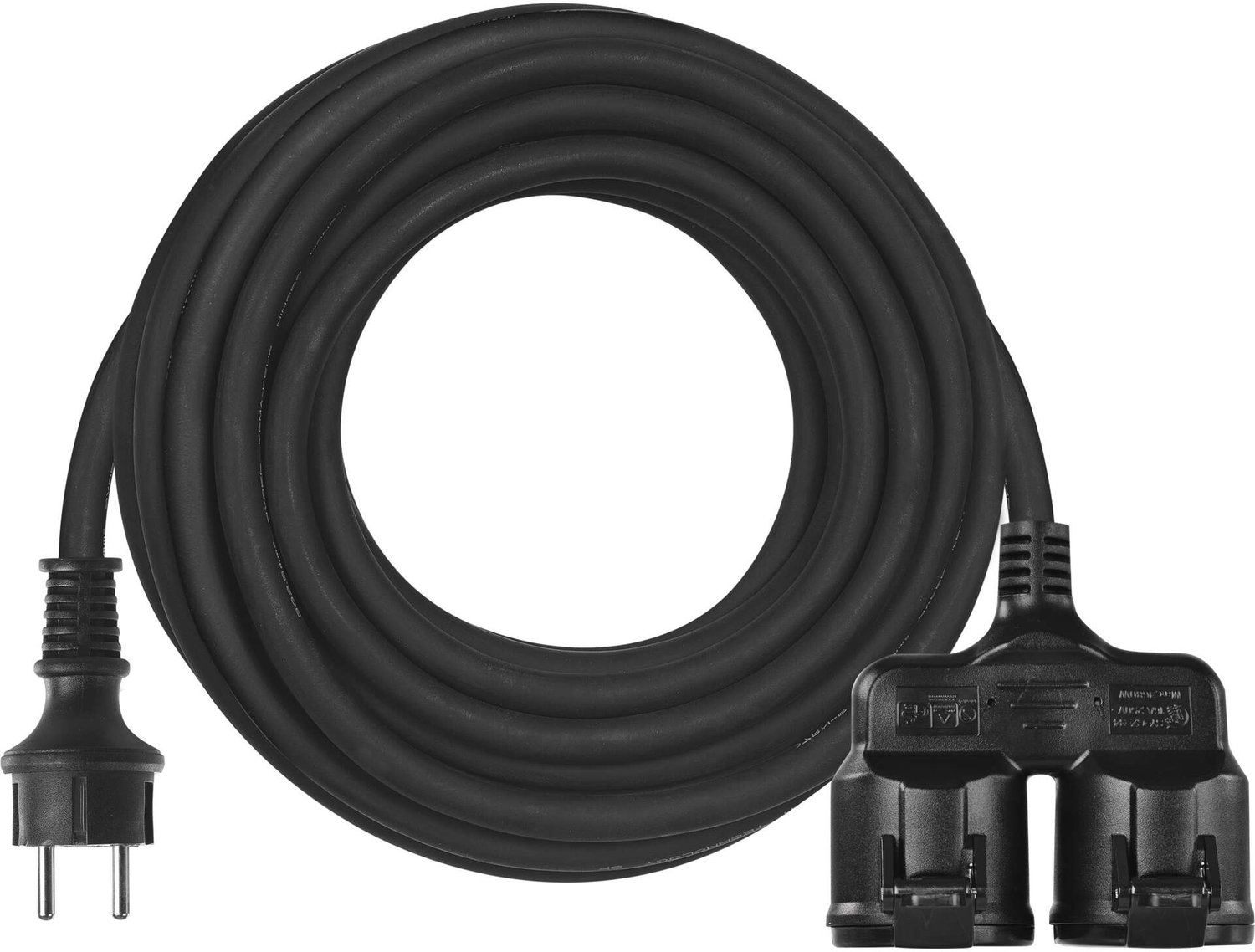 EMOS Verlengsnoer voor buitengebruik 25 m / 2 stopcontacten / zwart / rubber / 250 V / 1,5 mm², P0704