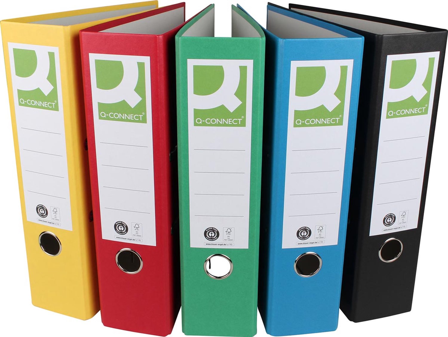 Ordner Q-Connect, A4, uit recycolor papier, Rug 8 cm, geassorteerde kleuren