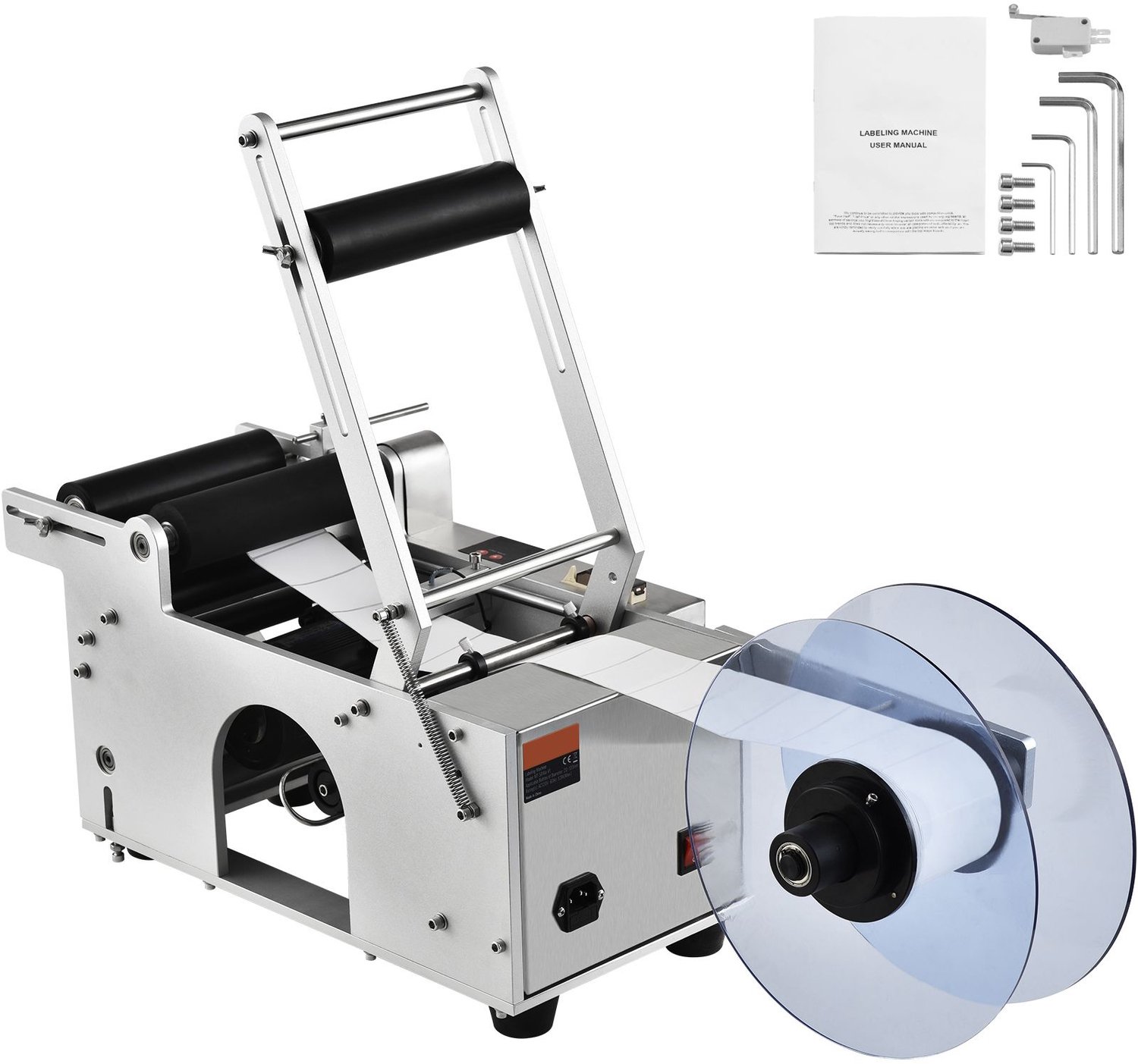 Semi-automatische ronde etiketteermachine- 20-50 stuks/min- elektrische etiketteermachine voor ronde flessen- geschikt voor flessen met een diameter van 2-12 cm (met aandrukstang).