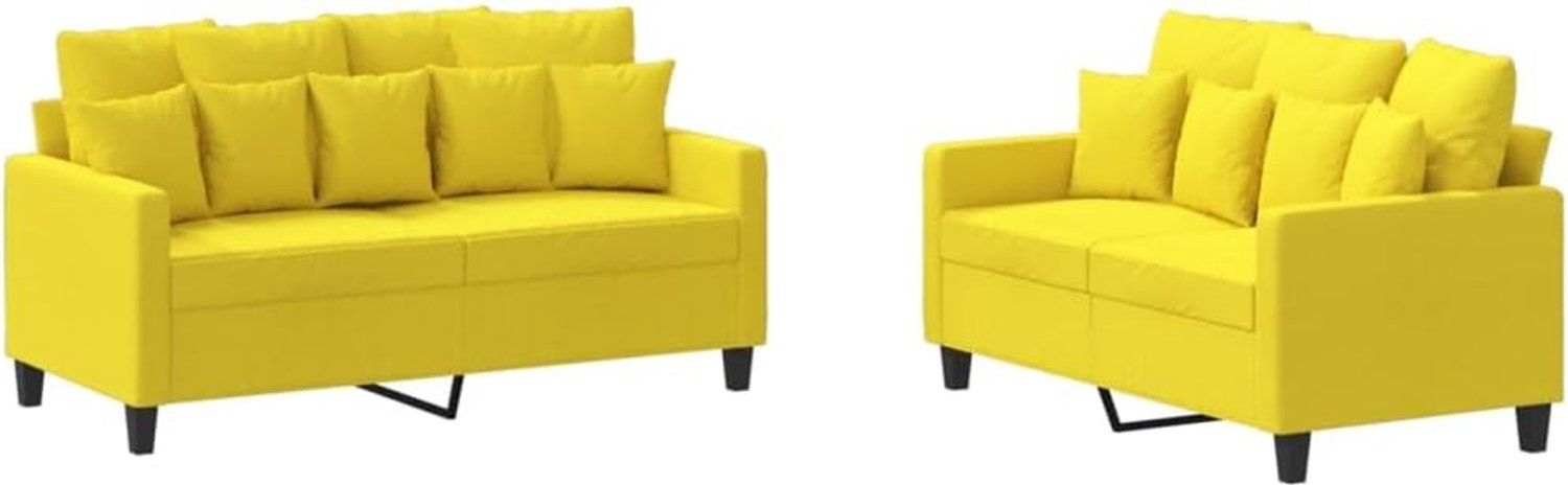 Slaapbank Kantoor Sofa 2-delig Sofa Set met Kussen Lichtgele stof voor Woonkamer, Slaapkamer, Kantoor
