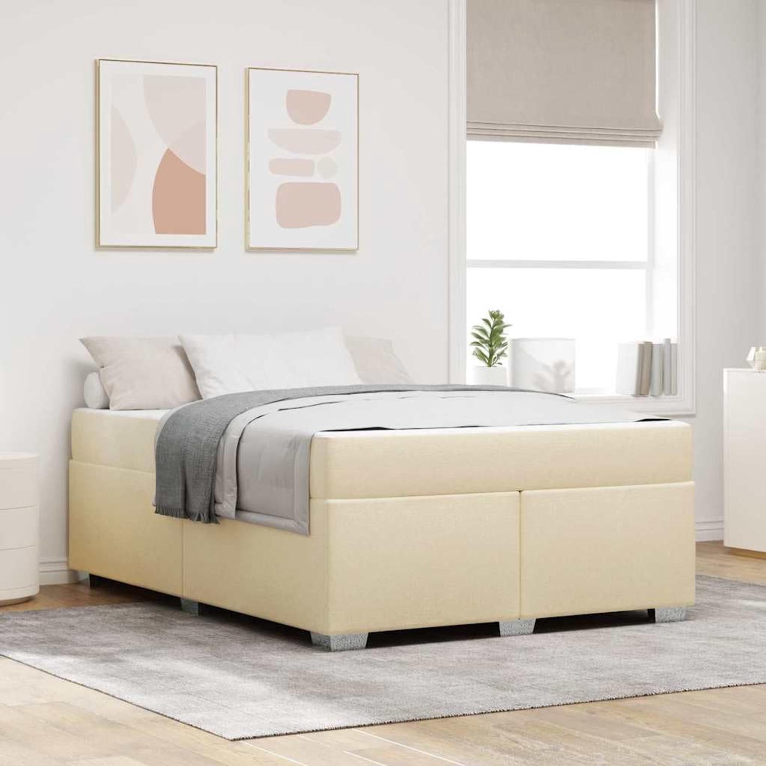 Stof en hout Modern minimalistisch design Crème 140 x 200 cm