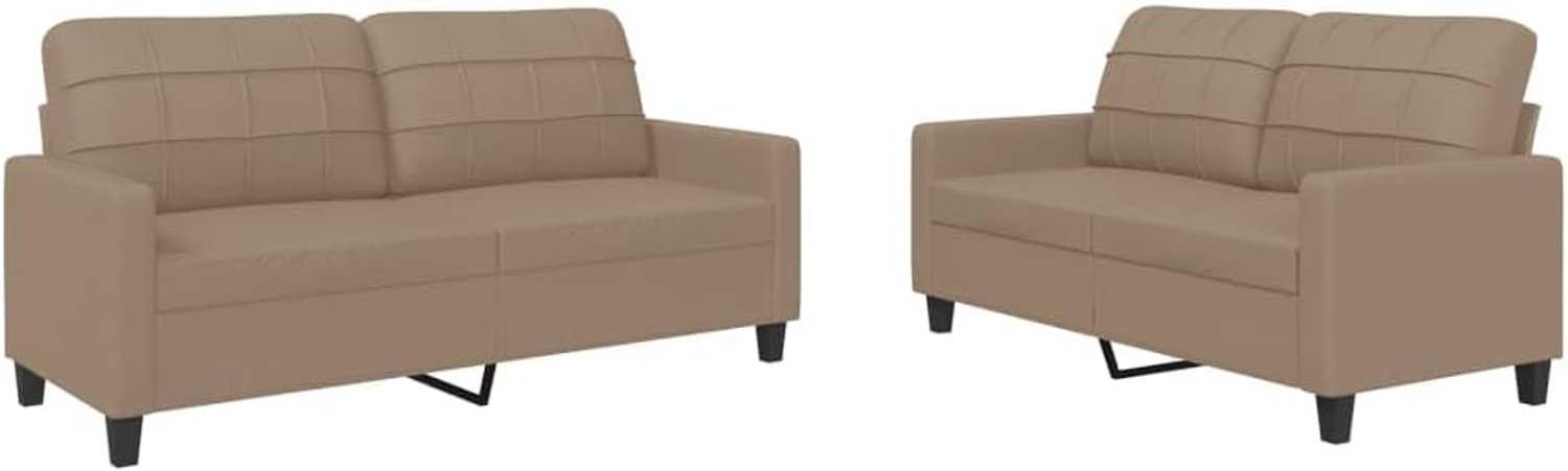 2-delige meubelset met kussens, bruin cappuccino, kunstleer, voor woonkamer, slaapkamer, logeerkamer