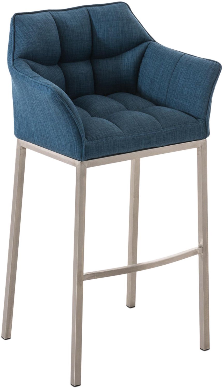 Luxe Comfort Barkruk - Stof - Blauw roestvrij staal/blauw