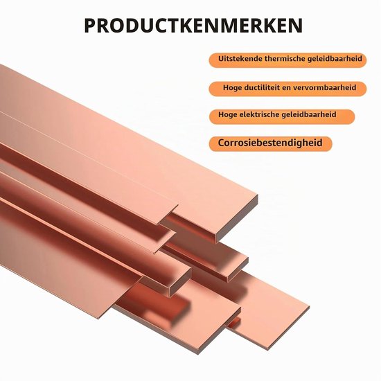 Set van 2 metalen koperen rails van 105mm x 20mm x 3mm voor stevige bevestiging en ondersteuning — afbeelding 3
