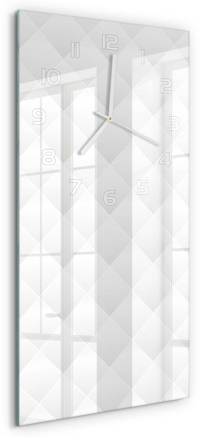 Tulup Wandklok - Abstracte achtergrond Wandklok Glas Met Motief - 30x60 cm - Wit Decoratieve Glazen Klok - Witte handen - Rechthoekige Klok - Gekleurde Glazen Klok - Glazen Klok Met Print
