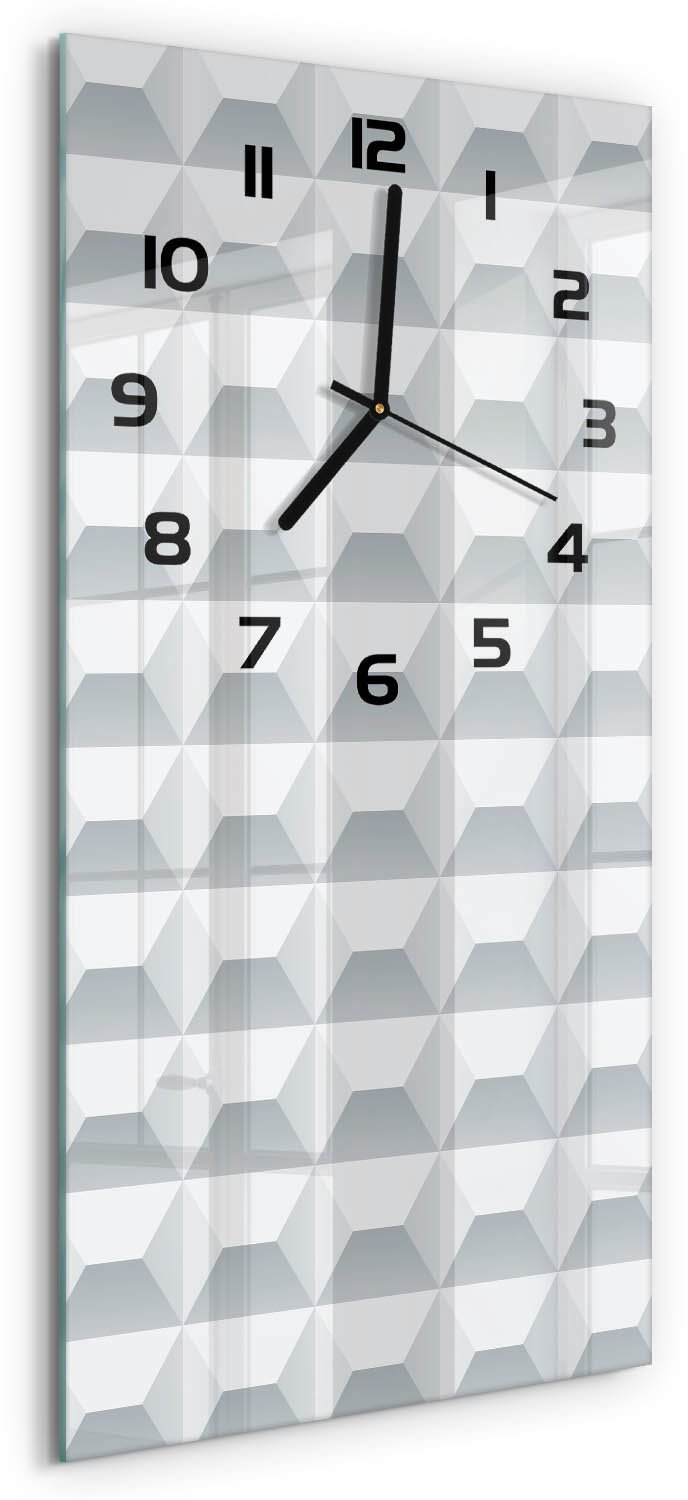 Tulup Wandklok - Geometrische achtergrond Gekleurde Glazen Klok - 30x60 cm - Wit Glazen Klok Met Print - Zwarte handen - Rechthoekige Klok - Moderne Wandklok Glas - Wandklok Glas Decoratie