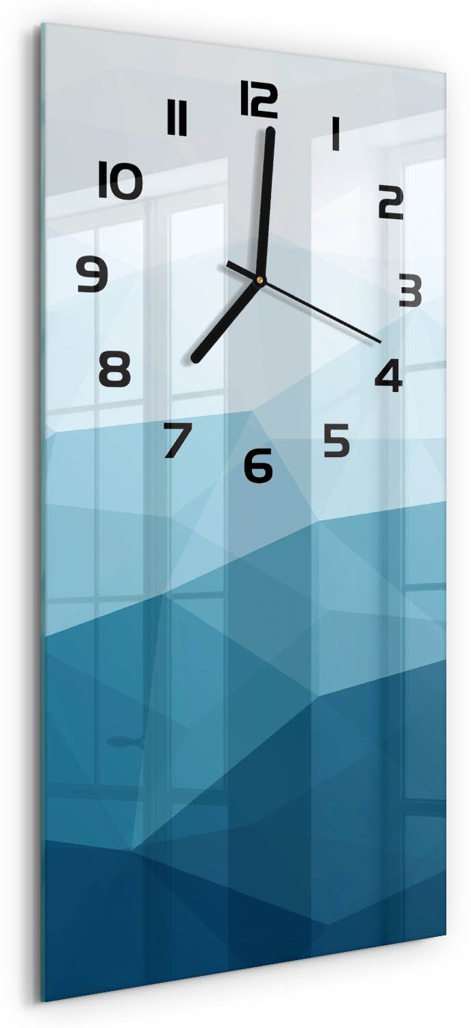 Tulup Wandklok - Abstracte achtergrond Glazen Klok Met Print - 30x60 cm - Blauw Wandklok Glas Met Motief - Zwarte handen - Rechthoekige Klok - Wandklok Glas Decoratie - Gekleurde Glazen Klok