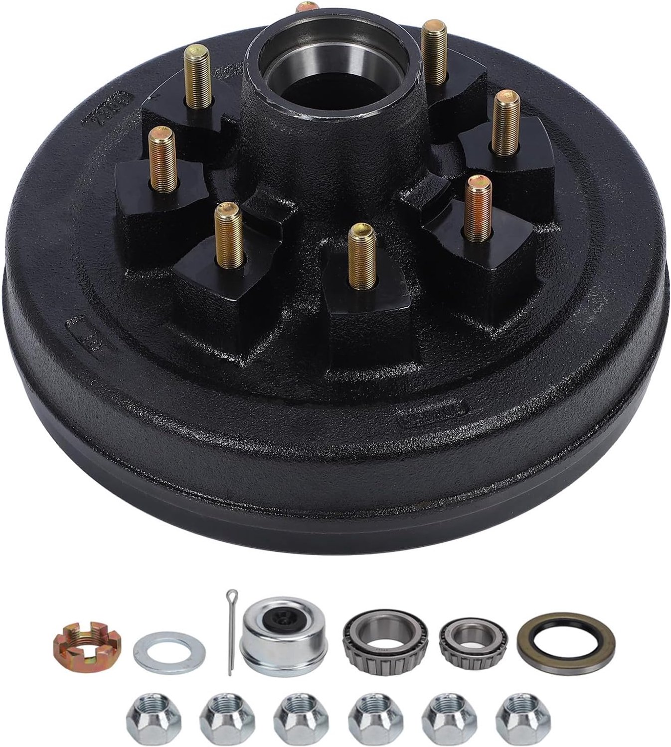 12 inch trailer remtrem-6 op 5,5 inch boutpatroon, enkele hubtrommel voor 5200-6000 lbs assen (Rem drum kit)