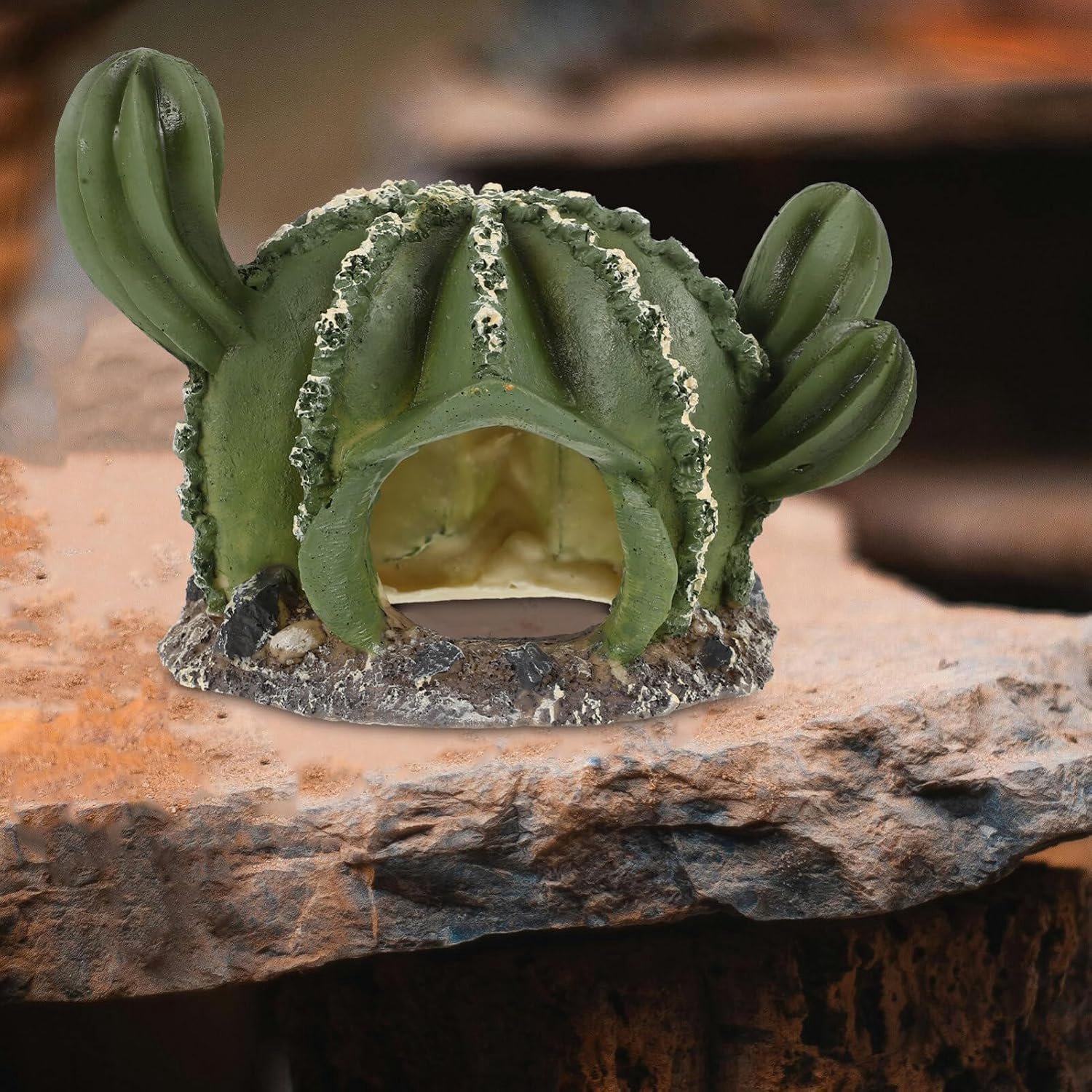 Cactusvormige Hiding Cave Voor Reptielen Veilige Hiding Hut Van Hars Voor Schildpadden Hagedissen Decoratieve Habitatrust Voor Aquariums Terraria