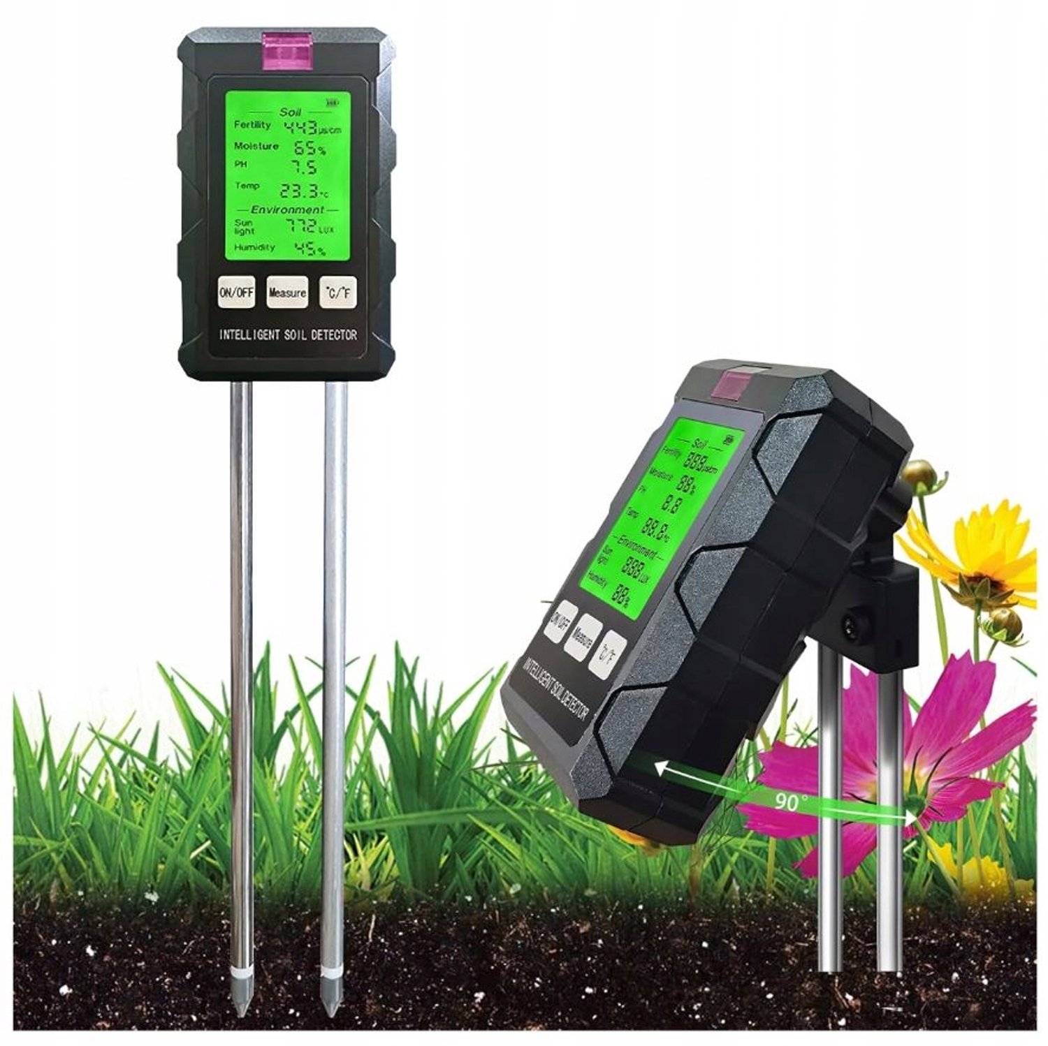 6-in-1 Bodemtester PH, Vochtigheid, Temperatuur, Licht & Meer