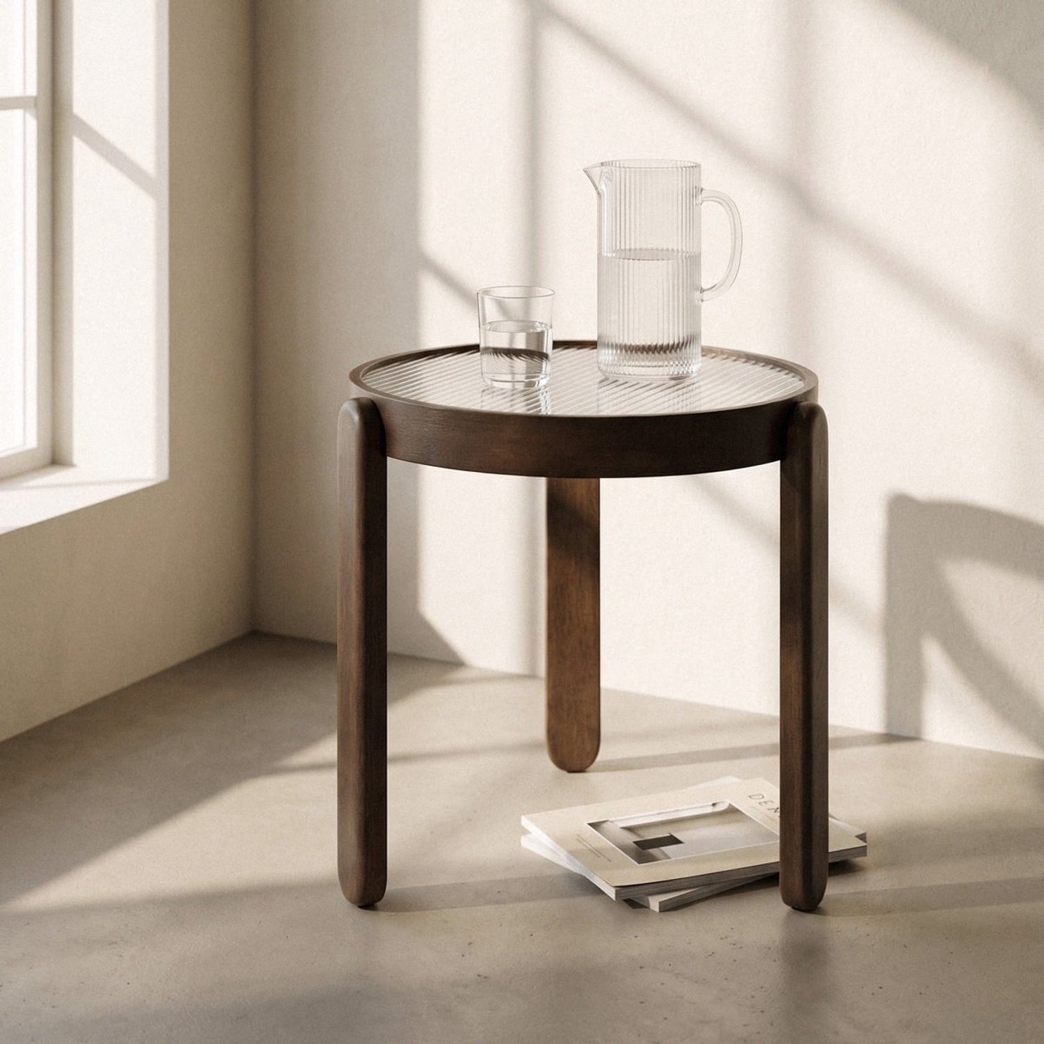 Homla Salontafel | NUBO | donkerbruin hout met glazen blad | 42x40 cm | 778230