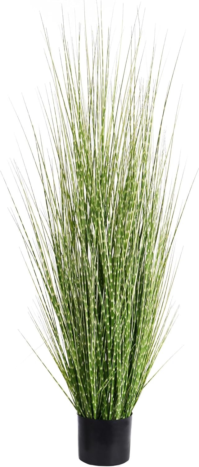 Kunstplant in pot decoratieve plastic plant voor binnen met zwarte pot en groen gras 120 cm Zebra Grass