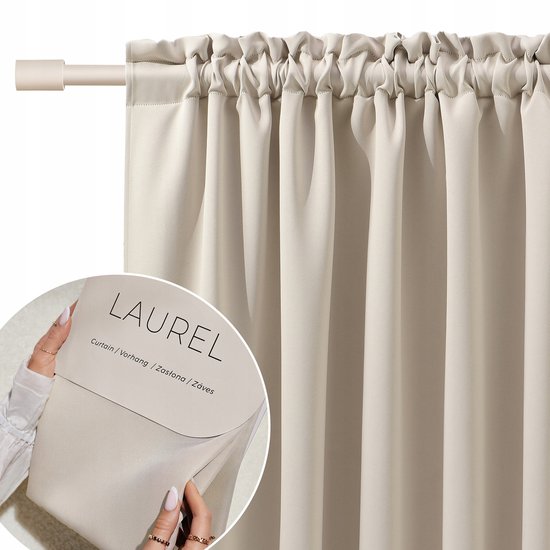 Verduisterende Gordijnstof Wave 140x250cm Licht Beige - Stijlvolle Raambekleding