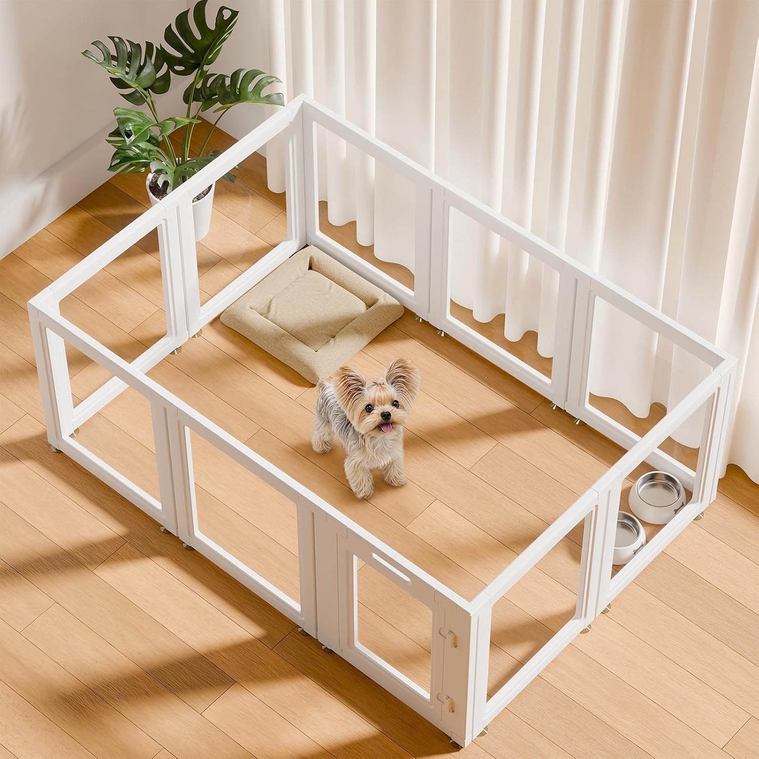 Acryl plastic hondenbox binnen, voor puppy, kat, konijn, huisdierpen, transparant, eenvoudig te monteren, opvouwbare wattenbox, kratkennelbehuizing, hek voor kleine en