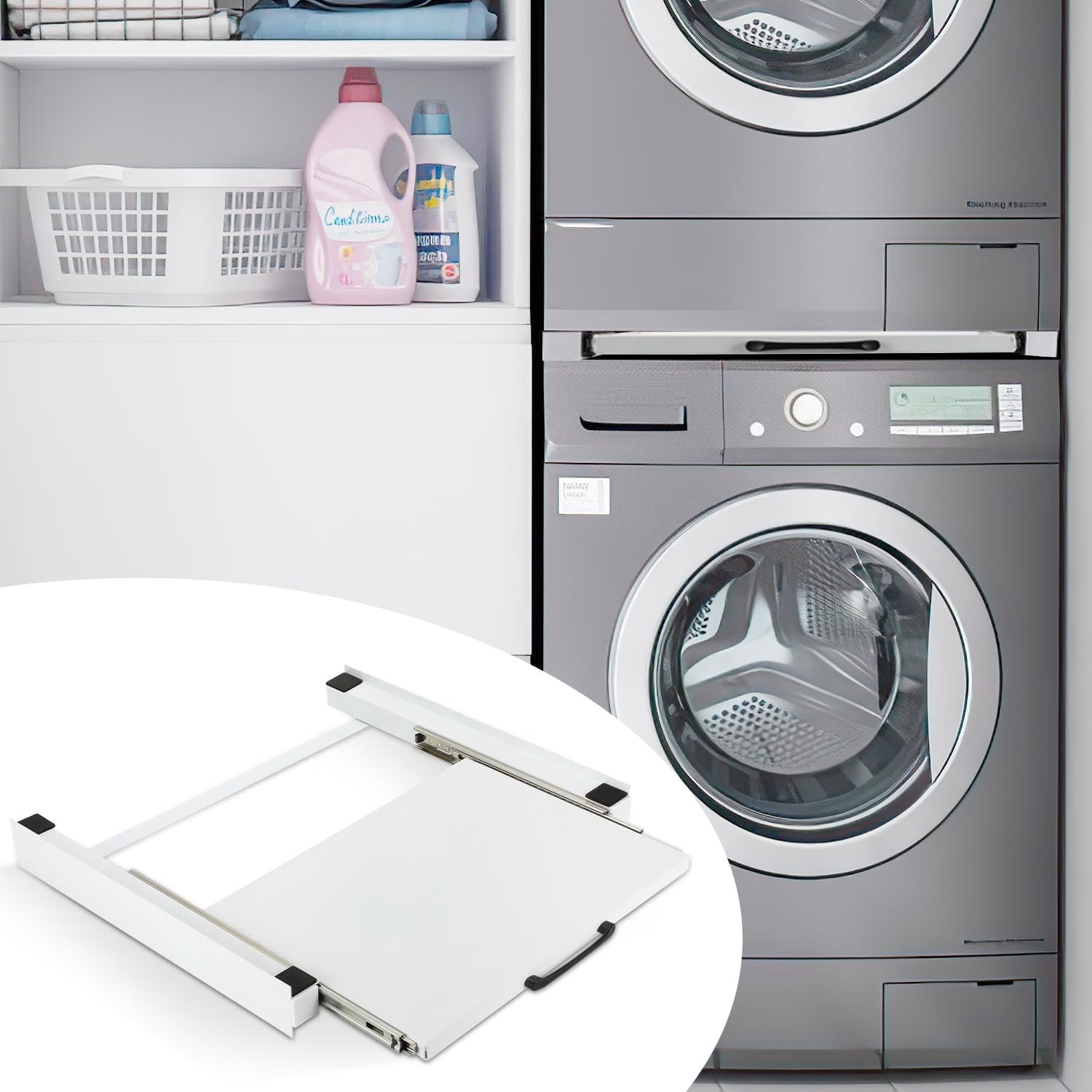 Droger wasmachine 60 x 60 cm, verbindingsframe wasmachine droger met plank, wasmachine droger verbinding, verbindingsframe voor wasmachine droger