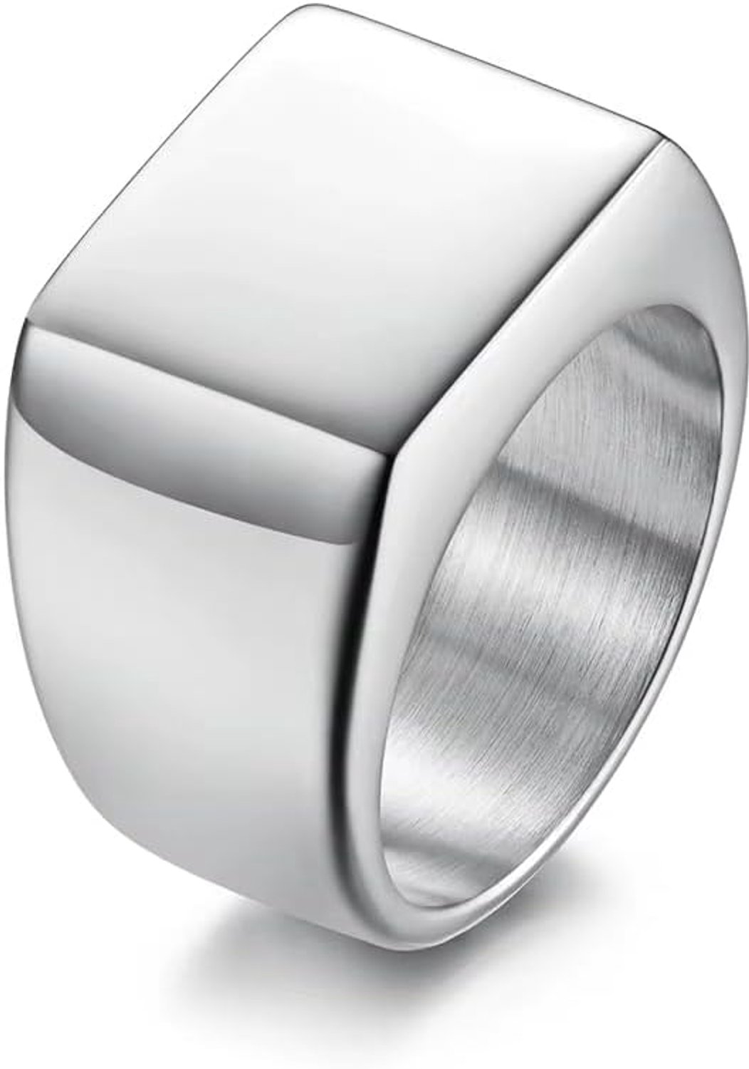 Roestvrij staal vierkante zegelring 14mm platte top klassieke mannen mode ring