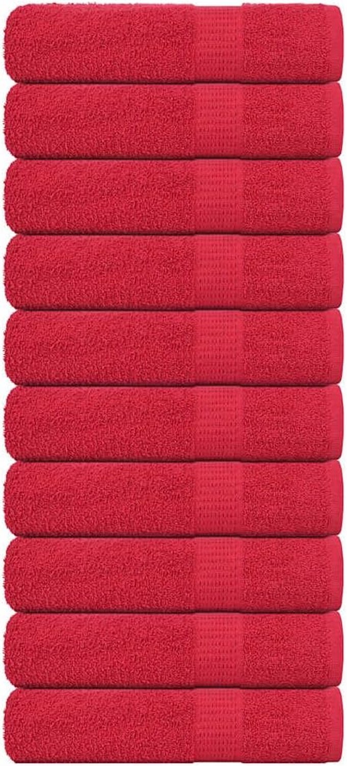 Handdoeken 10 stuks rood 100x150 cm 360 g/m² 100% katoen absorberende badstof handdoeken met ophangbeugel voor huishouden en commercieel