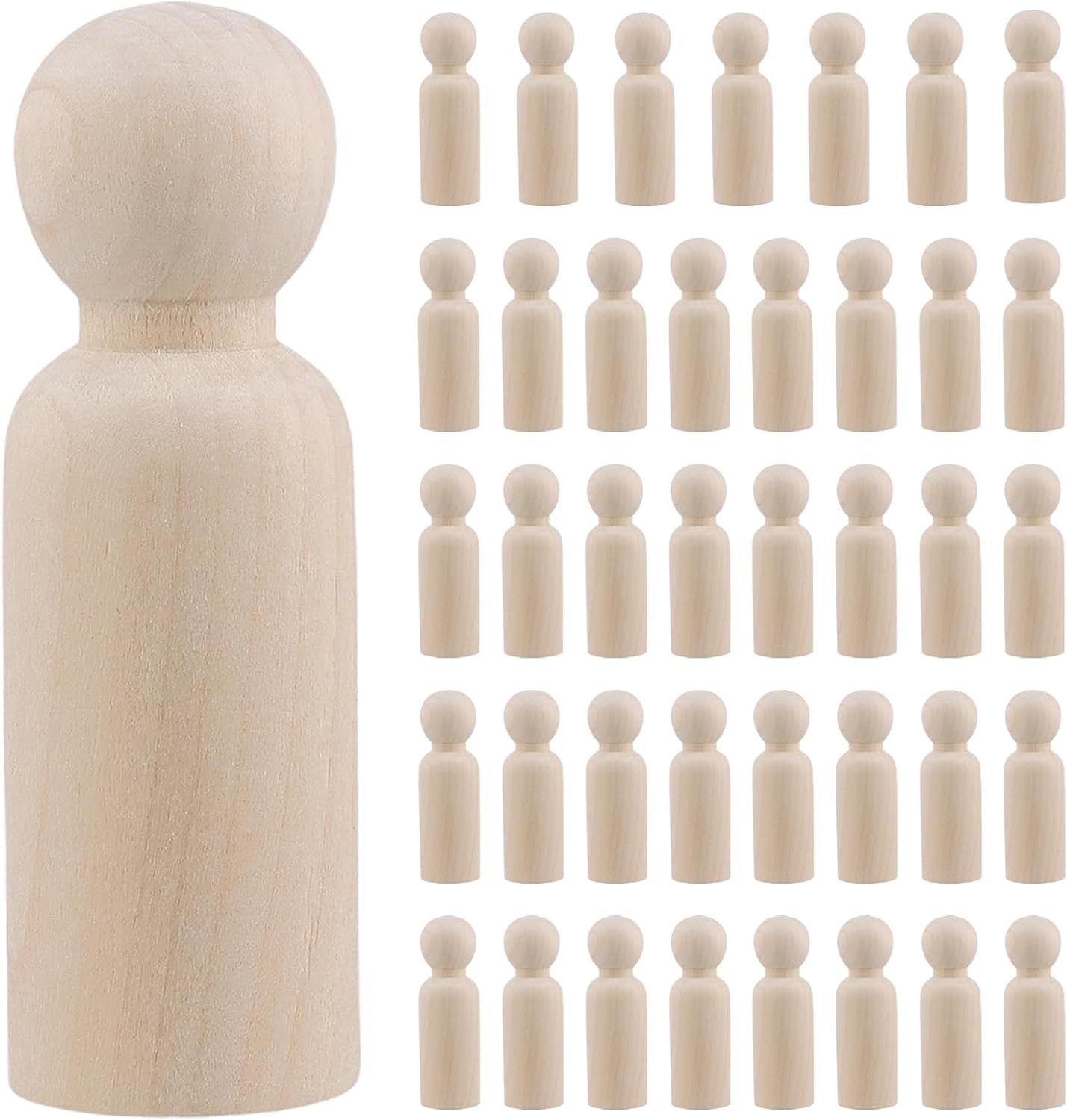 40 stuks houten figuren om te beschilderen, 9 cm, houten blok om te beschilderen, knutselen, voor doe-het-zelf handwerk