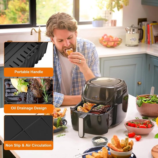Accessoires voor Russell Hobbs XXL 8 L 8,3 L/Philips 2000 serie 6,2 l (NA230/00), heteluchtfriteuse, siliconen vorm, accessoireset, rooster, bakvorm, cake, brood voor Russell Hobbs — afbeelding 4