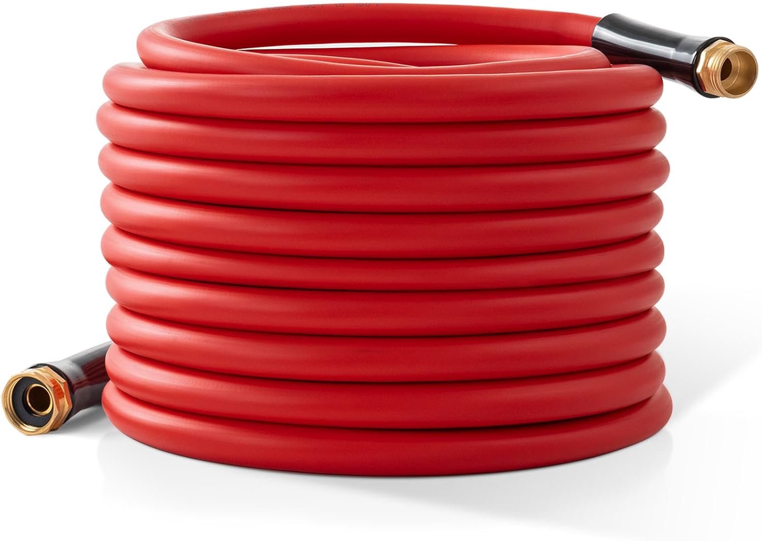 Tuinslang 15 m x 5/8 inch warm/koud zwaar belastbare waterslang, -45 °C tot 150 °F, Burst 600 Psi flexibele verbeterde rubberen slangen, 3/4 inch massieve fittingen voor alle weersomstandigheden