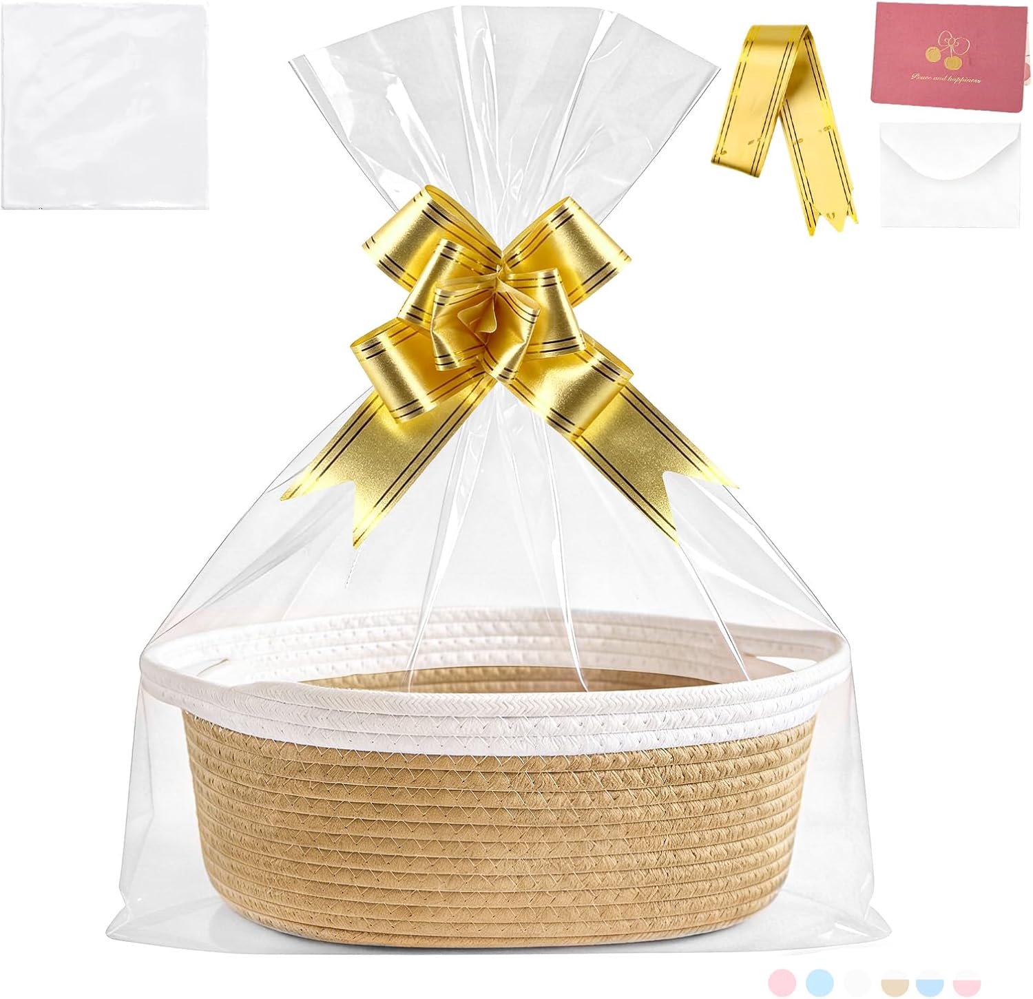 Leeg 30x20x12 cm opbergmand decoratieve mand gevlochten mand met cadeauzakjes en linten presentmand leeg voor bruiloft