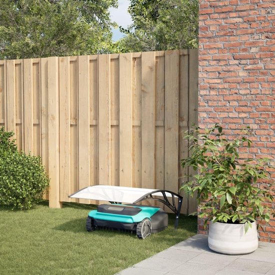Garage voor robotmaaier, 80 x 101 x 46 cm, van polycarbonaat, zwart, beschermdak voor robotmaaier, met grondankers en montagemateriaal — afbeelding 2