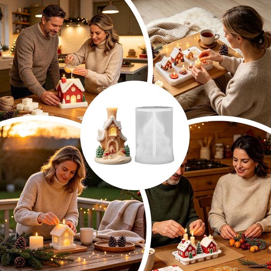 Vormen voor kerstkaarsen, cementvormen, sneeuwhuis, 3D — afbeelding 2