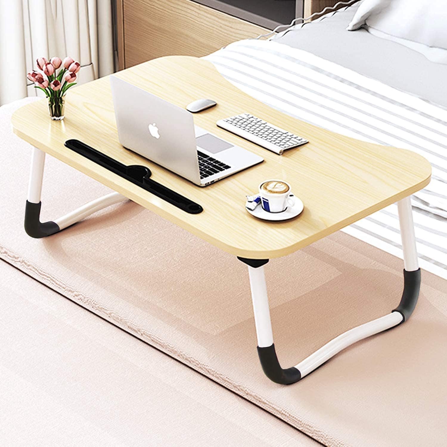 Laptop-bedtafel, laptopstandaard voor bed en bank, laptop-laptoptafel, inklapbaar, ontbijtdienblad, notebookstandaard, leeshouder, bank, vloer