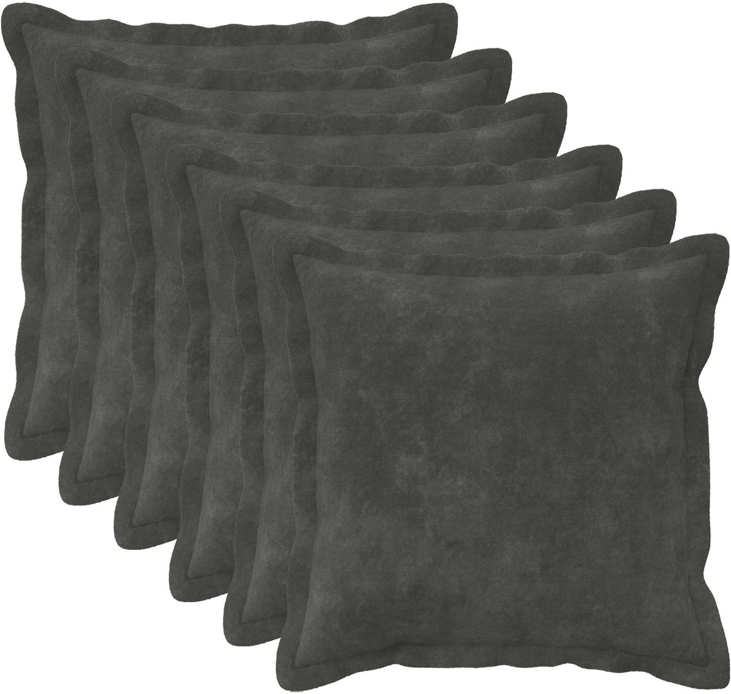 vidaXL Dekenkussen - 6 - st - HOUTEN - Antraciet - 45 - x - 45 - cm - Microfiber - Fleece