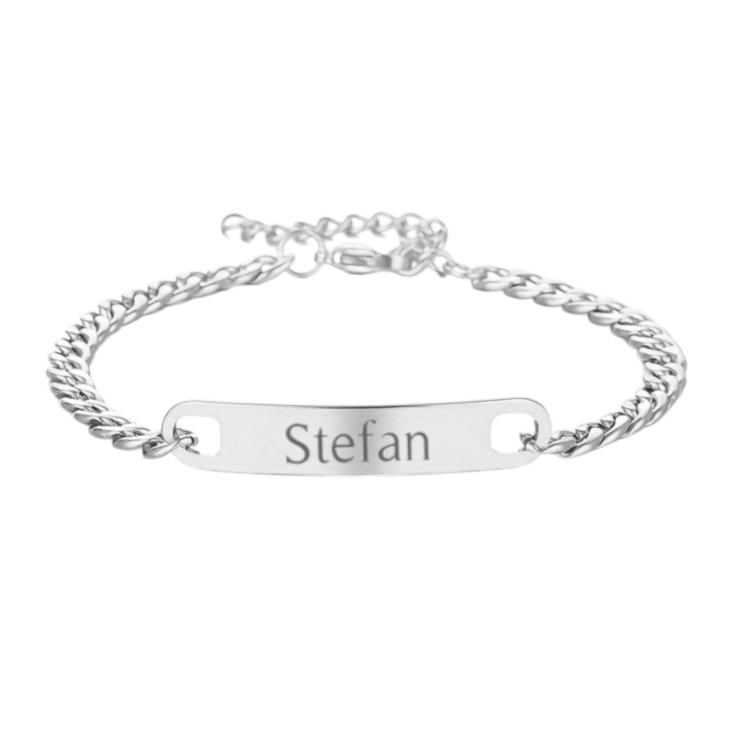 Heren Schakelarmband met Naam Zilver