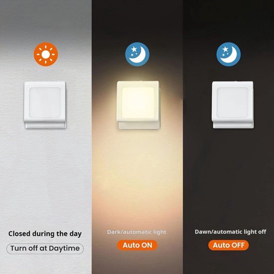 2 Stuks LED-nachtlampje plug-in/stopcontact -nachtlampje met dag/nacht sensor - plugin ledlamp – Nachtlampje - warm licht – dimbaar – Voor in de baby/kinder kamer van Oemmn — afbeelding 3
