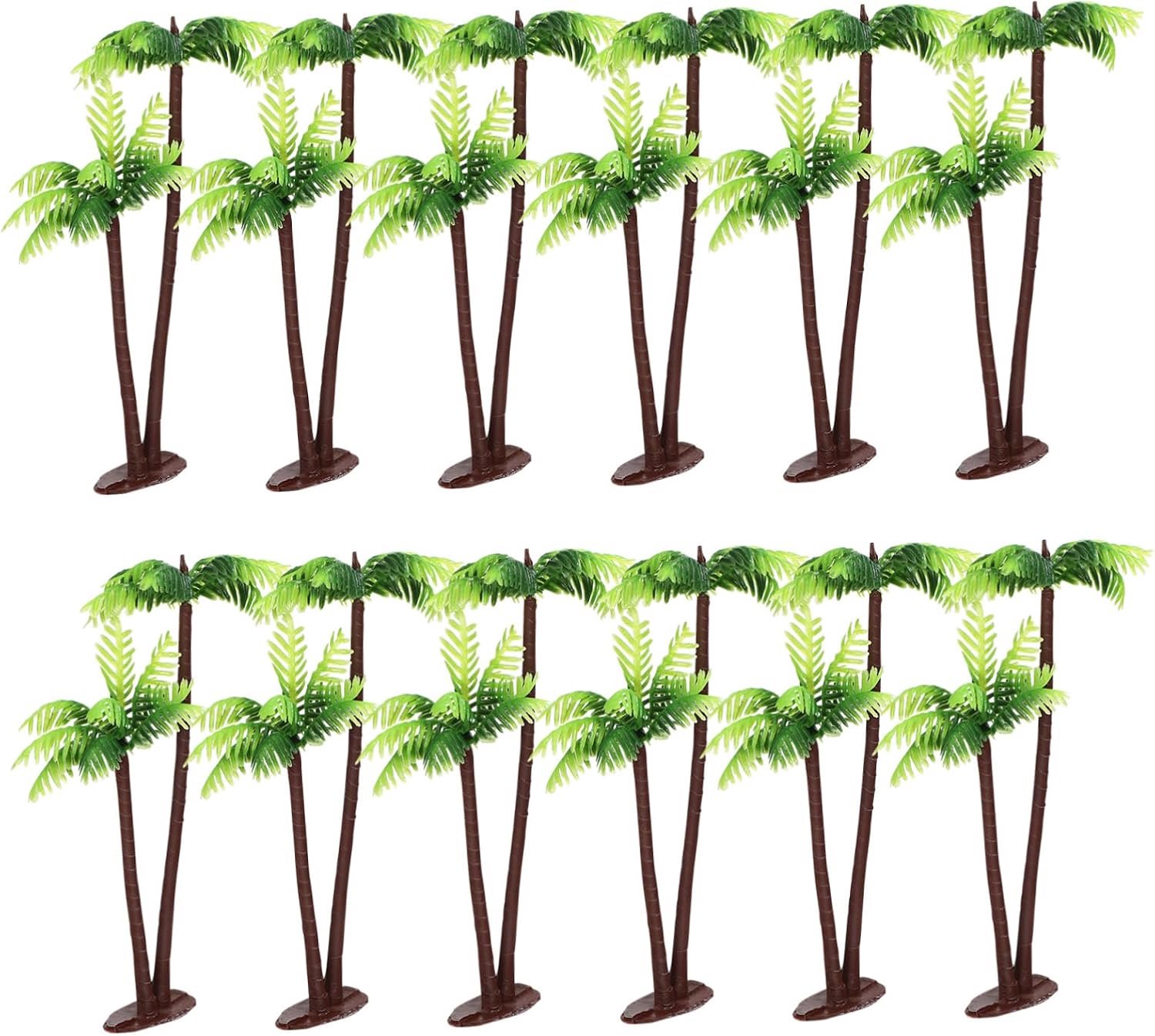 12 Stuks Palm Model Bomen Nepplant Kunststof Kokospalmen Palmboom Model Bomen Kunststof Palmboom Realistische Kokospalm Kunstmatige Palmboom Diorama Mini Boom Bonsai Taart Banket