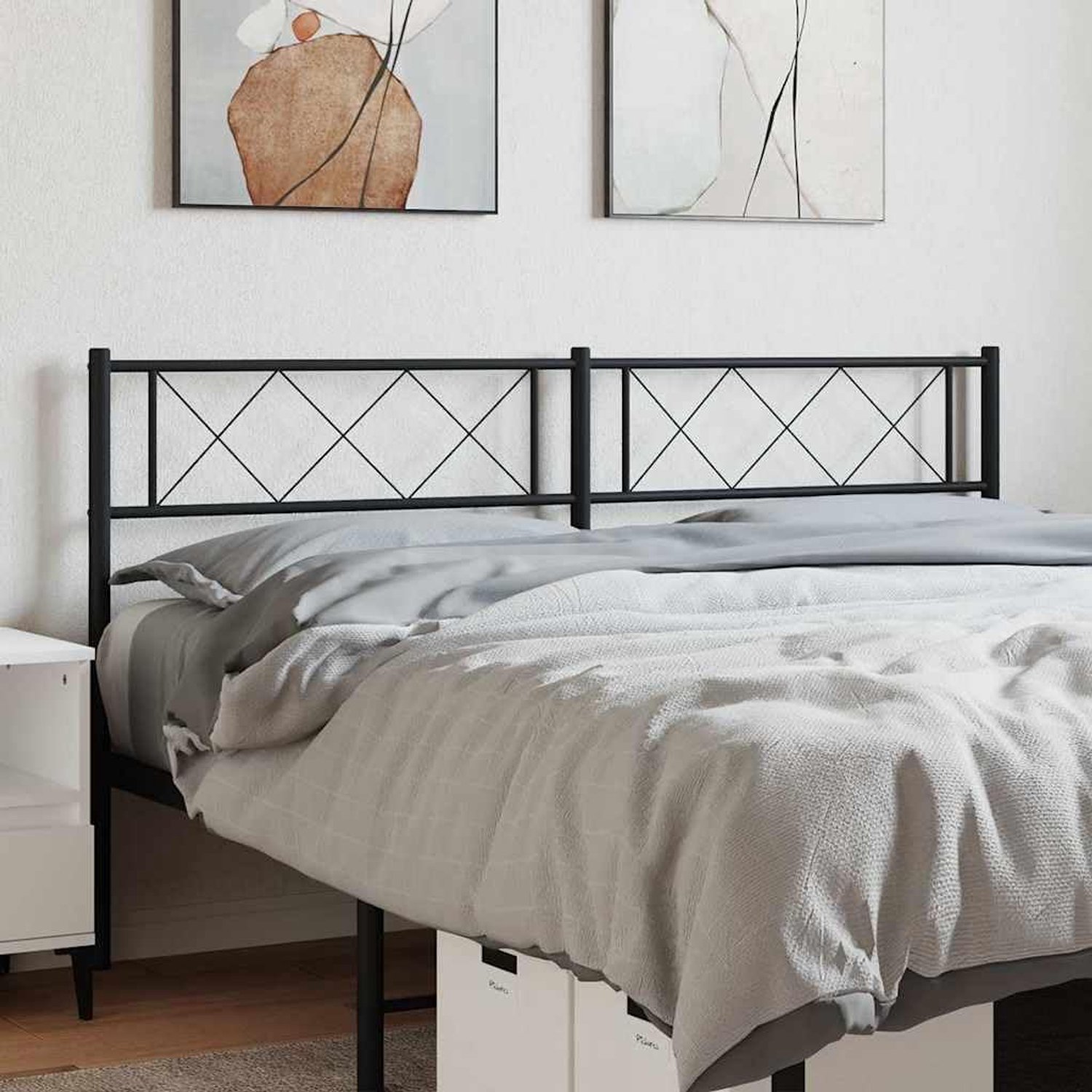 Hoofdeinde van 150 cm, zwart gepoedercoat, ronde buizen, biedt een stevige ondersteuning van de rug bij het lezen